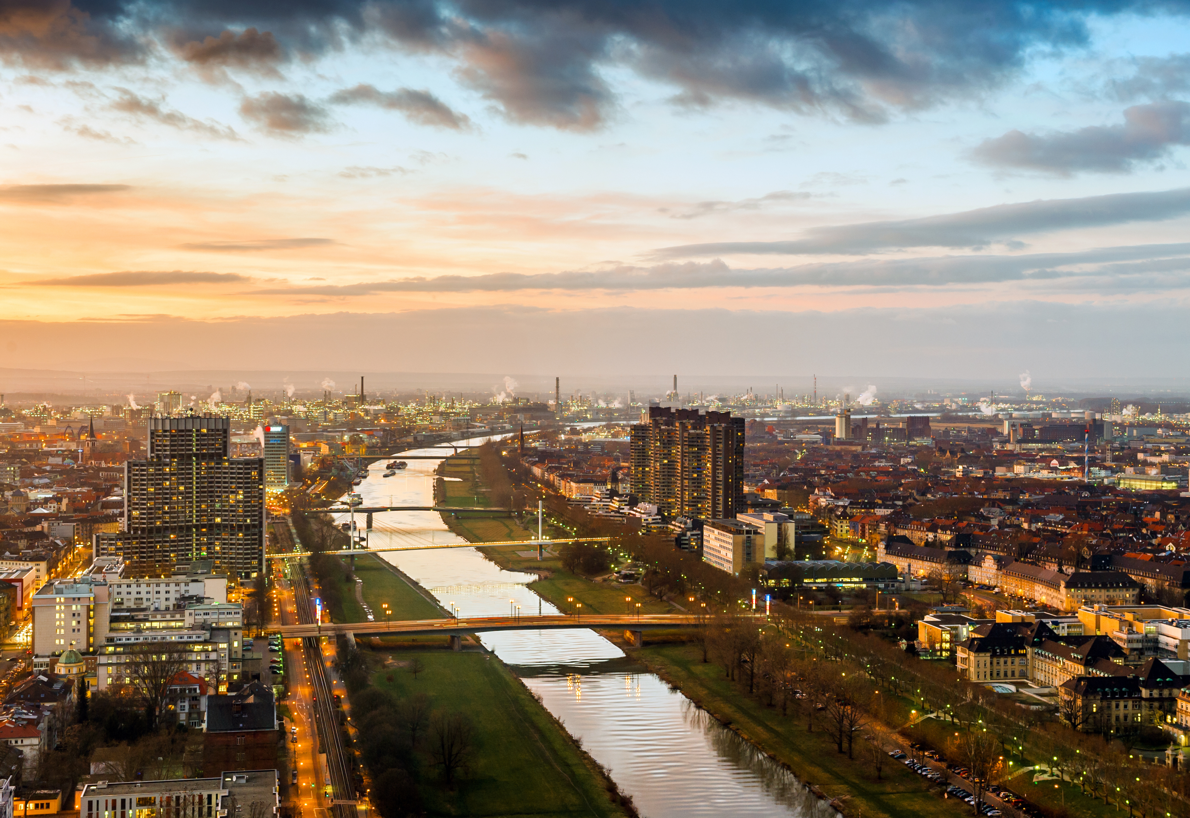 An aerial view of Mannheim, Germany.